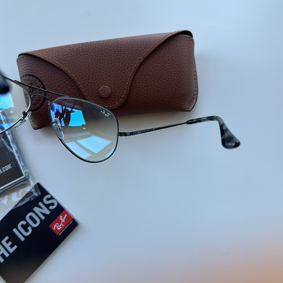 Ray-Ban Aviator Metal Ii 3689 Sunglasses - 9148BF Black Clear/blue Light Filter - Picture 5 of 8